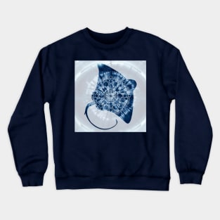 Manta Ray Mandala Indigo Blue Tie Dye Crewneck Sweatshirt